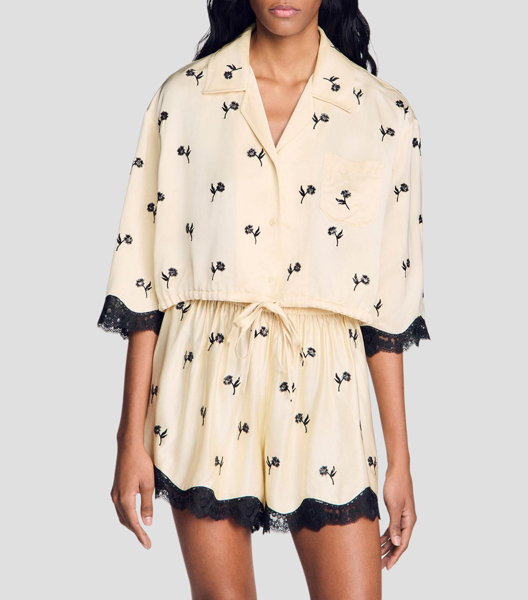 Camisa estampada con manga corta Mujer